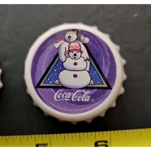 VINTAGE 1996 COCA-COLA 3D Polar Bear  & Bottle Caps COLLECTIBLE MAGNET LOT of 7 - Picture 7 of 16